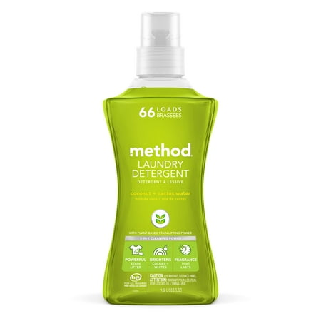 Method Liquid Laundry Detergent, Coconut + Cactus Water, 66 Loads Per Bottle, Hypoallergenic + Biodegradable Formula, Plant-Based Stain Remover, 53.5 Fl Oz (Pack Of 1)