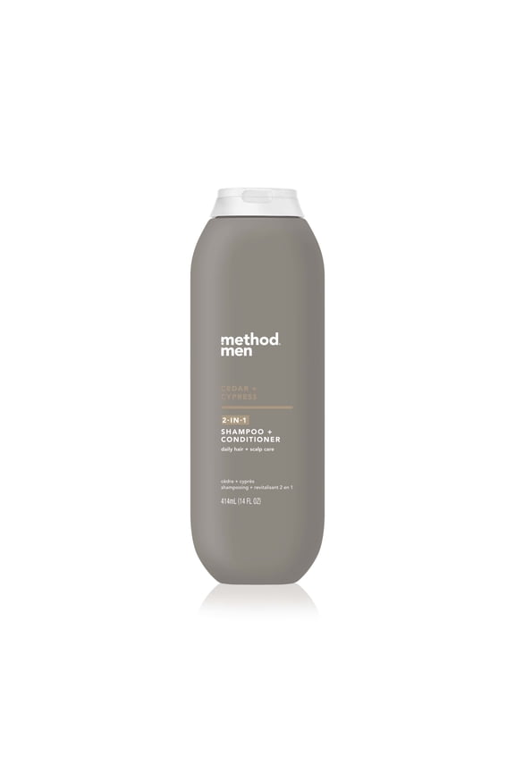 Men 2-in-1 Shampoo and Conditioner, Cedar + Cypress - Cleans and Conditions with Argan and Jojoba Oil - Made without Parabens - 14 fl oz