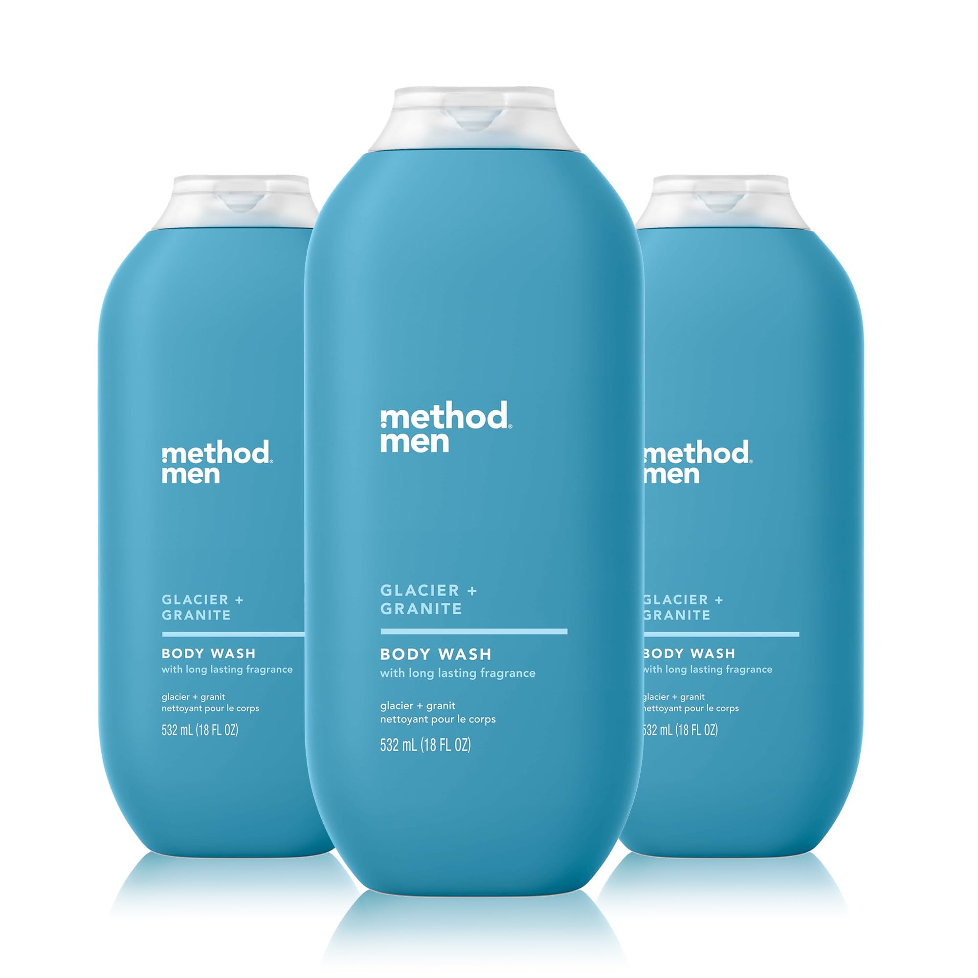 Method Men Body Wash, Glacier + Granite, Paraben and Phthalate Free, 18 FL Oz (Pack of 3) C39