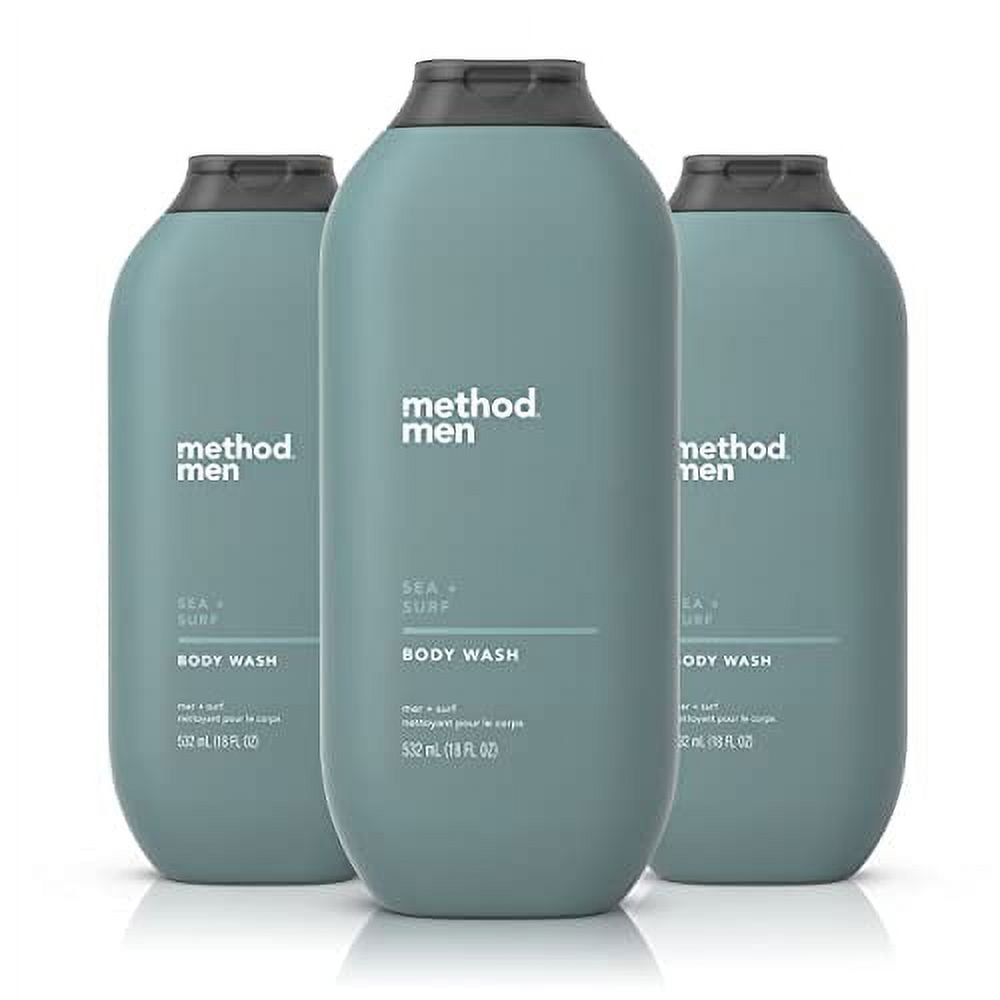 Method Men Body Wash, Sea + Surf, Paraben and Phthalate Free, 18 FL Oz (Pack of 3)