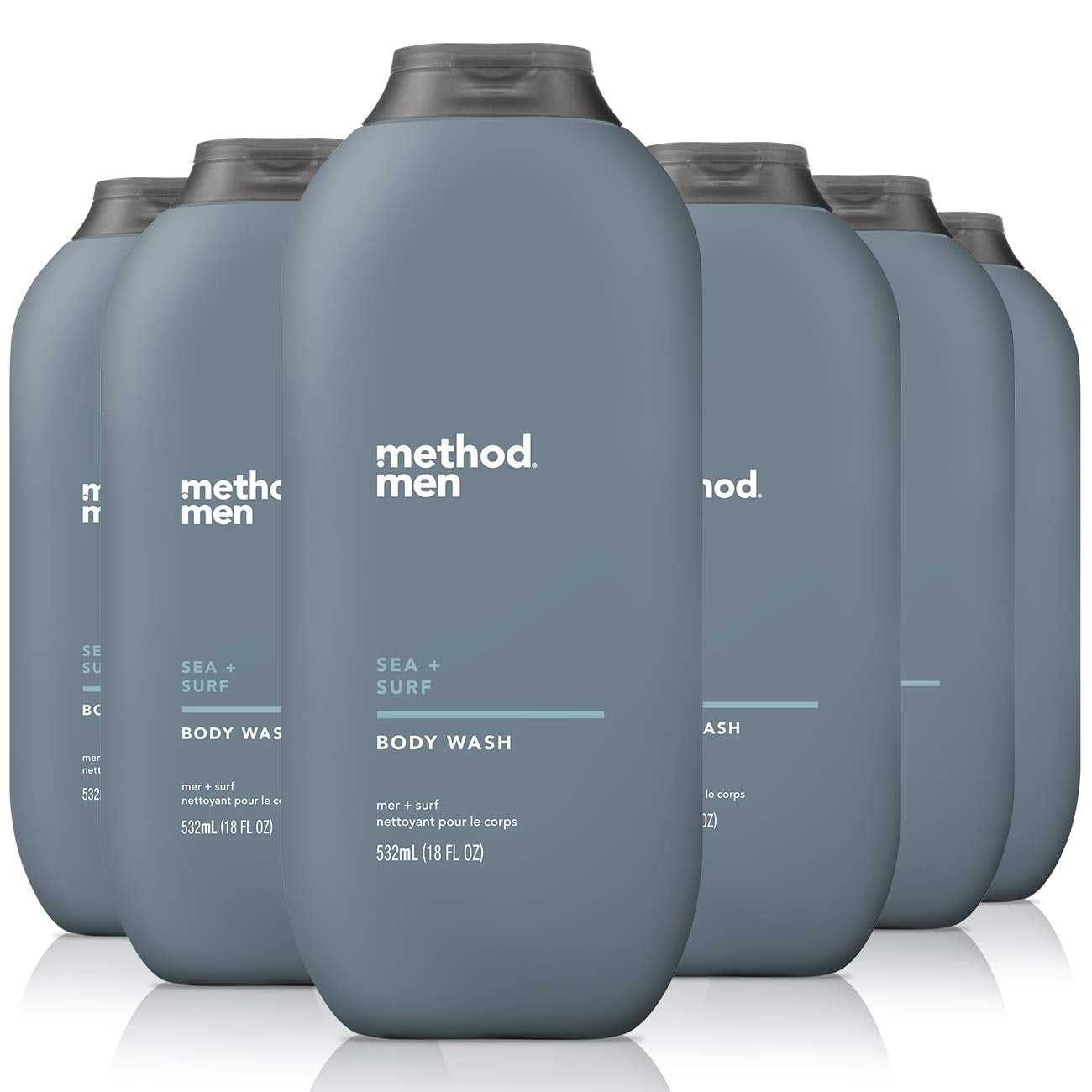 Method Men Body Wash, Sea + Surf, Paraben And Phthalate Free, 18 Fl Oz (Pack Of 6)