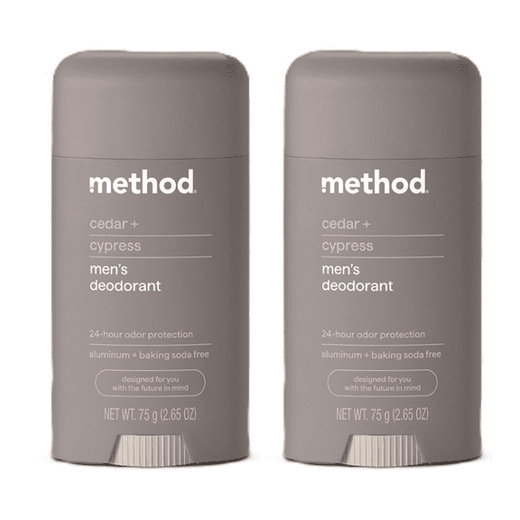 Method Men's Deodorant, Cedar + Cypress, 24 Hour Odor Protection, 2.65 oz (2 Pack)