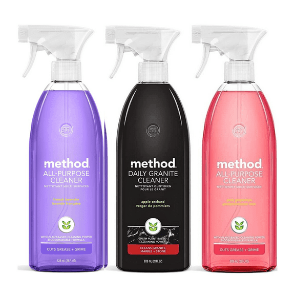 Method Multi-Surface Cleaner Variety, 1 Pink Grapefruit, 1 French Lavender, 1 Apple Orchard, 28 oz Each, 1 CT