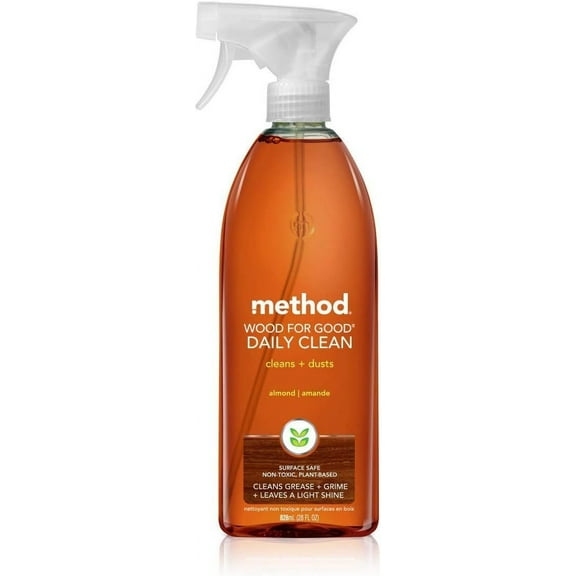 Method Naturally Derived Wood for Good Daily Cleaner Spray, Almond, 28 FL Oz Mega Value, Pack of 4 28 x 4, Total 112 Oz