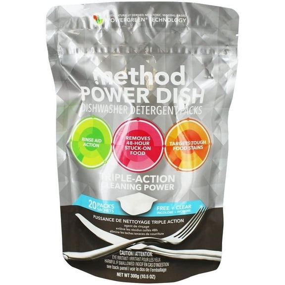 Method Power Dish Dishwasher Detergent Pods Free & Clear Scent - 20 pk