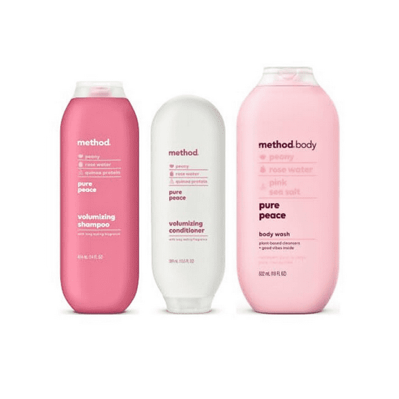 Method Pure Peace Shampoo, Conditioner, and Body Wash Set (Variety Pack)