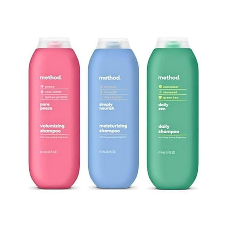 Method Shampoo Simply Nourish, Daily Zen and Pure Peace, 14 Fl oz Each (Variety Pack)