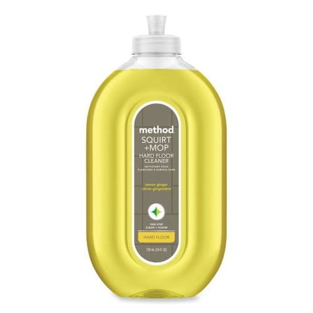 Method Squirt + Mop Hard Floor Cleaner, 25 oz Spray Bottle, Lemon Ginger, 6/Carton