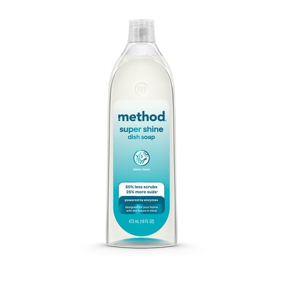 Method Super Shine Liquid Dish Soap, Powered by Enzymes, Dewy Daze Scented, 16 fl fl oz