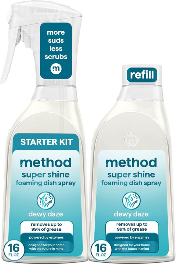 Method Super Shiny Foaming Dish Soap Set, reusable with trigger, enzyme-powered, fresh morning dew scent
