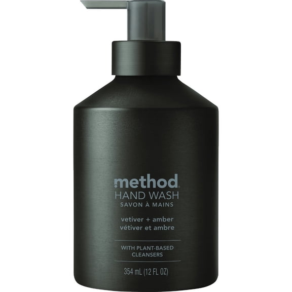 Method Vetiver & Amber Natural Scented Hand Wash in Elegant refillable container12oz - 354ml - 3 PACK