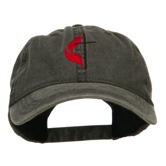 Methodist Church Cross Embroidered Washed Cap - Black OSFM