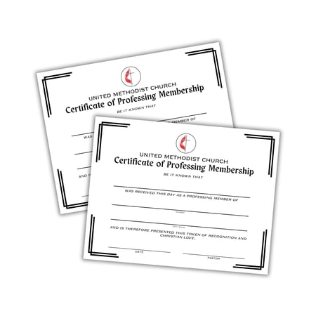 Methodist Church New Member Membership Confirmation Certificate 30pk 8.5x11 Salvation Faith Baptism Welcome to Frame Confirm