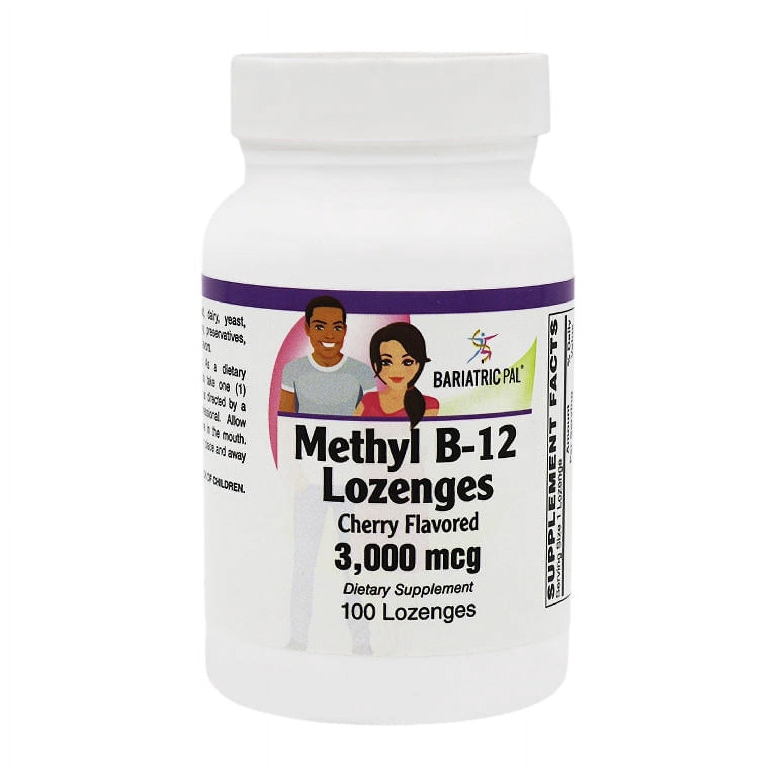 Methyl B-12 (3,000 mcg) with Biotin, B6 & Folate - Cherry Flavored Lozenges by BariatricPal