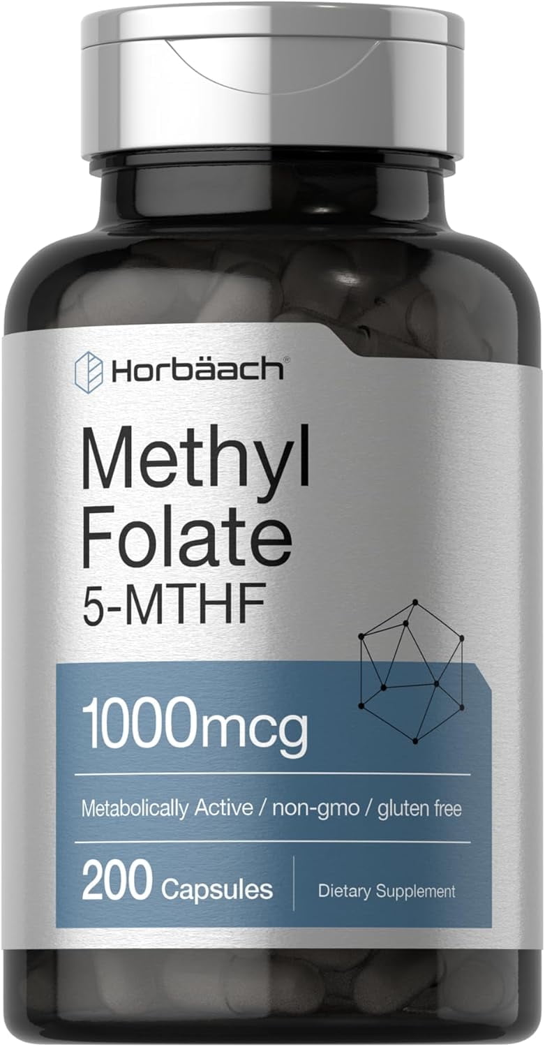 Methyl Folate 1000 mcg | 200 Capsules | Methyl Folate 5-MTHF | by Horbaach