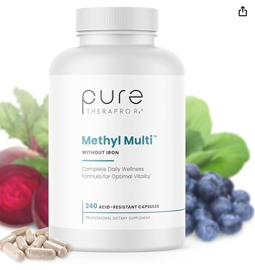 Methyl Multi Without Iron Methylated Multivitamin for Men & Women, 120-Day Supply | Methyl B12 & Methylfolate 240 Caps