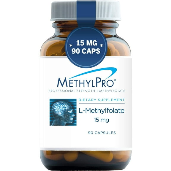 MethylPro 15mg L-Methylfolate - Professional Strength Active Methyl Folate Supplement for Brain Support & Balanced Mood - Gluten-Free Cognitive Supplement with No Fillers (90 Capsules)