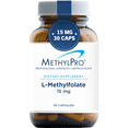 thumbnail image 1 of MethylPro 15mg L-Methylfolate - Professional Strength Active Methylfolate, 5-MTHF Supplement for Mood Support & Brain Health - Non-GMO + Gluten-Free with No Fillers (30 Capsules), 1 of 8