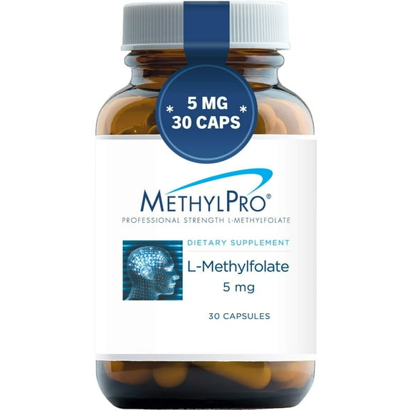 MethylPro 5mg L Methylfolate - Professional Strength Active Methyl Folate Supplement for Brain Support & Balanced Mood - Gluten-Free Cognitive Supplement with No Fillers (30 Capsules)