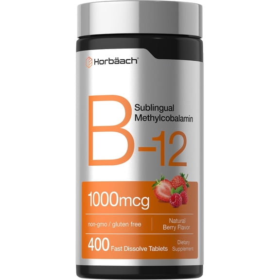 Methylcobalamin B12 Sublingual | 1000mcg | 400 Tablets | Berry Flavor | by Horbaach