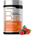 thumbnail image 1 of Methylcobalamin B12 Sublingual | 5000mcg | 120 Tablets | Berry Flavor | Non-GMO, Gluten Free | by Horbaach, 1 of 6