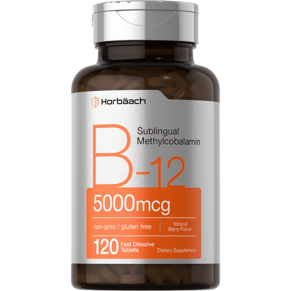 Methylcobalamin B12 Sublingual | 5000mcg | 120 Tablets | Non-GMO and Gluten Free | by Horbaach