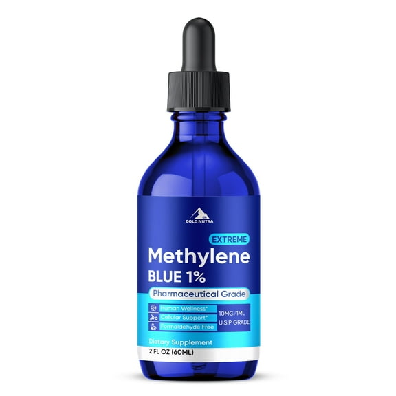 Methylene Blue 1% Liquid Drops, USP Grade Extreme Drops for Human Consumption, Cognitive and Cellular Supplement, Formaldehyde-Free, Azul de Metileno (1 Pack)