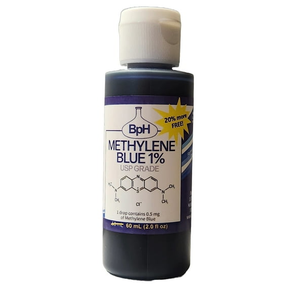 Methylene Blue, 1% USP (Pharmaceutical) Grade, 60 mL (2.0 fl oz); 3rd Party Tested