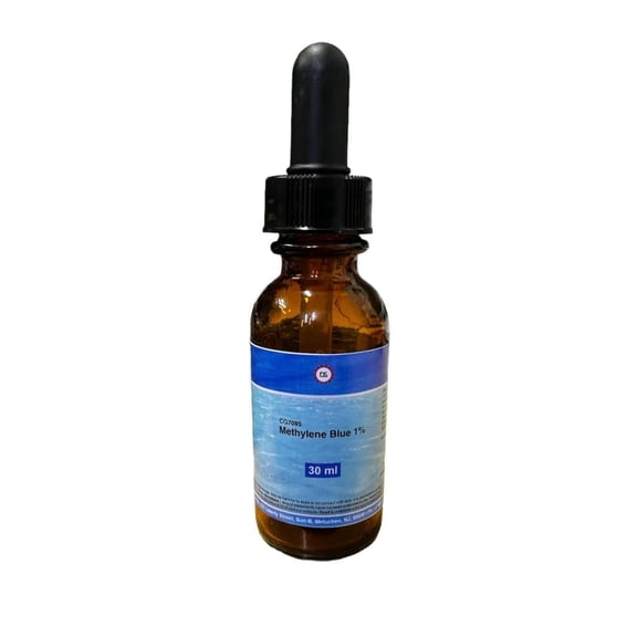 Methylene Blue 1% 30 mL Glass Dropper Bottle |USP-Grade Methylthioninium Liquid | for Brain Function & Cognitive Health | No Formaldehyde