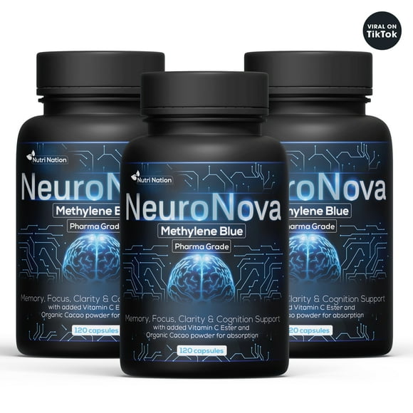 Methylene Blue Capsules Pharmaceutical Grade, 360 Capsules (3 Bottles) Brain and Cognitive Support