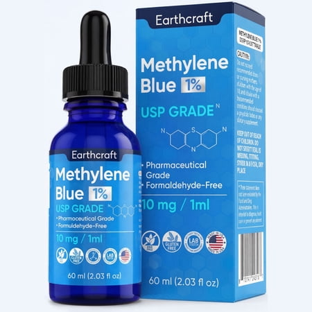 Methylene Blue Drops 1% USP Pharmaceutical Grade – High Purity Methylene Blue in Liquid Glass Dropper Bottle – Lab-Tested Solution for Research Use Only – 60 ml