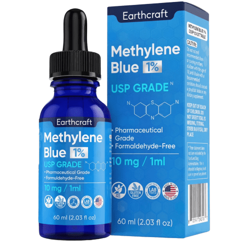 Methylene Blue Drops 1% USP Pharmaceutical Grade  High Purity Methylene Blue in Liquid Glass Dropper Bottle  Lab-Tested Solution for Research Use Only  60 ml