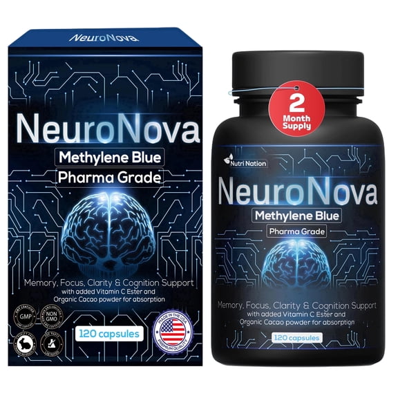 Neuro Nova Methylene Blue Capsules, USP Pharmaceutical Grade, 120 Count, 12mg For Cognitive Support