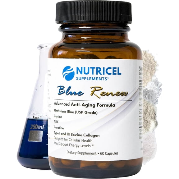 Methylene Blue Pharmaceutical Grade Capsules, with Added Glycine + NAC for Enhanced Antioxidant Activity, Collagen and Creatine for Anti-Aging Support, Youth and Longevity Formula