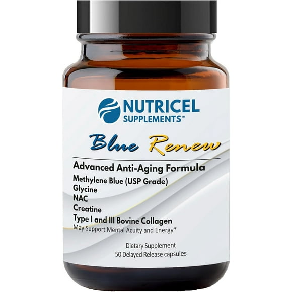 Methylene Blue Pharmaceutical Grade Capsules, with Added Glycine + NAC for Enhanced Antioxidant Activity, Collagen and Creatine for Anti-Aging Support, Youth and Longevity Formula