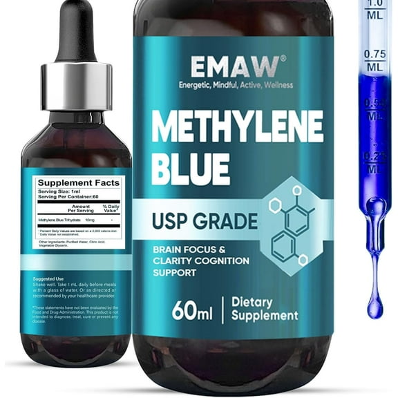 Methylene Blue Pharmaceutical Grade, Methylene Blue for Humans, 2FLOZ
