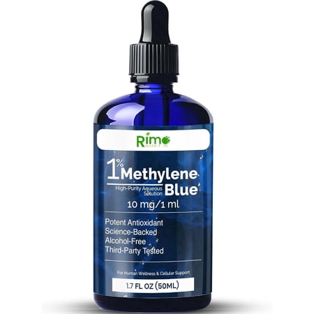 Methylene Blue USP Grade 1% Solution (1.7oz / 50mL) – Pharmaceutical Grade in Balanced Electrolyte Solution – Third-Party Tested, Formaldehyde-Free