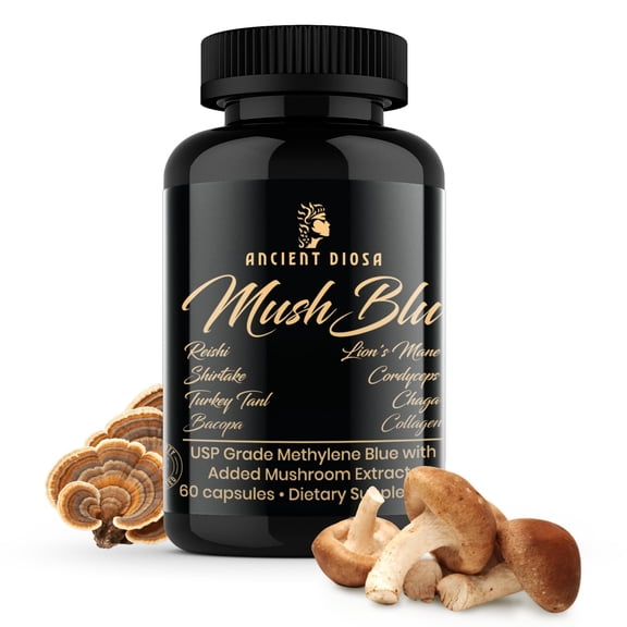 Chipchipa Methylene Blue Capsules - Pharmaceutical Grade, USP Grade, Cognitive & Immune Support, 60 Capsules, Mushroom Extract Blend for Focus & Energy