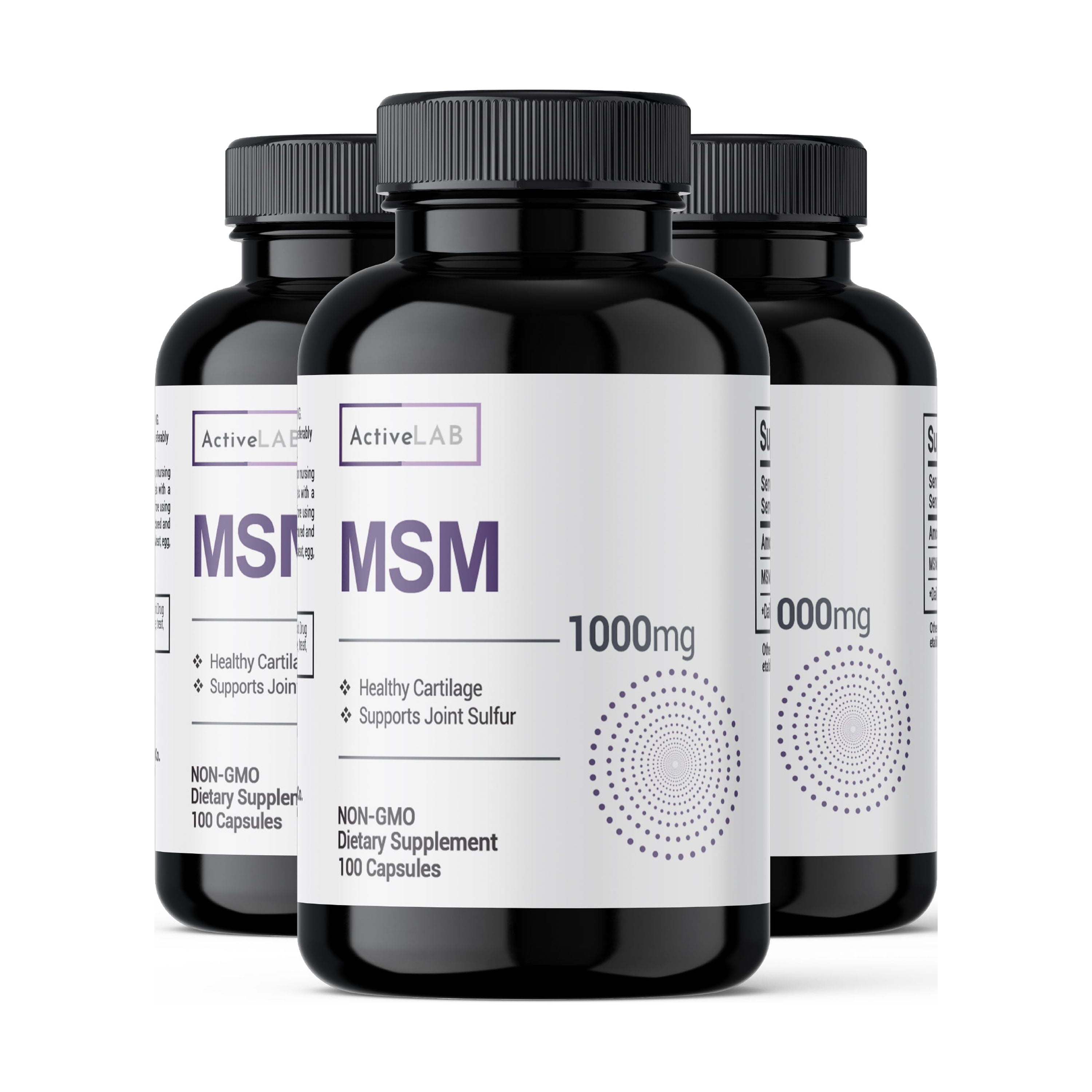 Methylsulfonylmethane (MSM), 100 Capsules, 1000 mg Serving, Lab Verified Purity with No Fillers