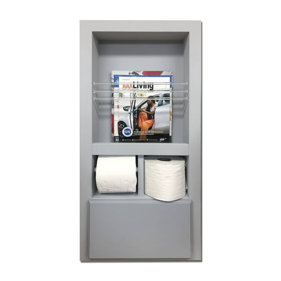 Metis Primed Gray Combination Toilet Paper Holder Recessed Magazine Rack