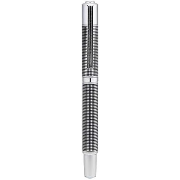 Metis Refillable Fibre Pen in Satin Chrome Black Grid 1.0mm Tip$$Office