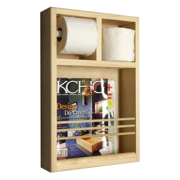 Metis Unfinished Combination Toilet Paper Holder On the Wall Magazine Rack