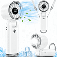 thumbnail image 1 of MEHOOM Air Turbo Mini Personal Fan, 3 IN 1 5000mAh Rechargeable Outdoor Portable Fan with Flashlight, 180° Adjustable, 100 Speed, Small Handheld Fan for Outdoor Indoor, Travel, Beach (White), 1 of 12