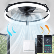 Ceiling Fan with Light and Remote & APP, 20" Low Profile Ceiling Fan, 3 Color Flush Mount Dimmable LED Fan Light, Reversible 6 Wind Speeds, Timing Setting Fan for Bedroom