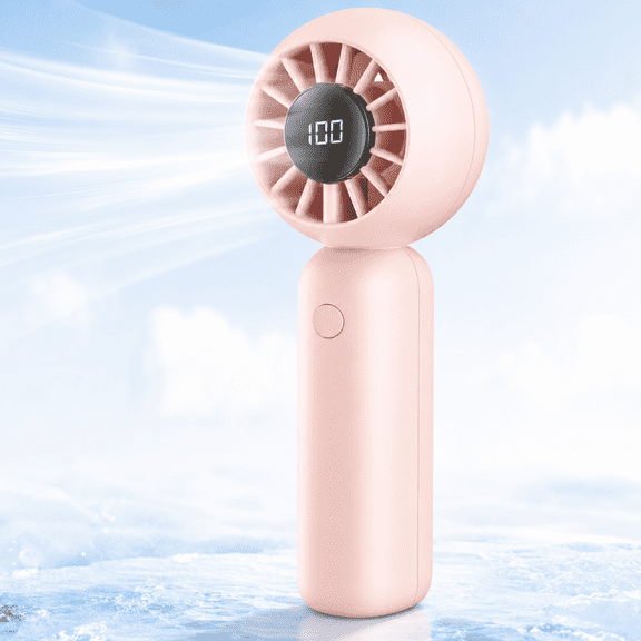Small Portable Fan, Rechargeable 4000mAh Mini Personal Fan with 5 Speeds, Air Turbo Handheld Fan for Outdoor Indoor, Travel, Makeup, Eyelash, Kids & Women, Pink