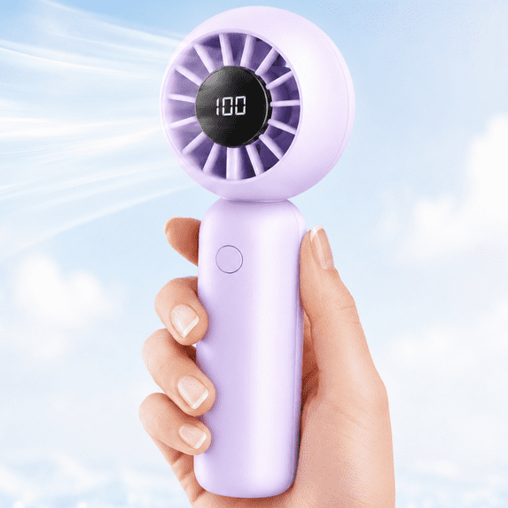 Mini Portable Fan, Rechargeable 4000mAh Small Personal Fan with 5 Speeds, Air Turbo Handheld Fan for Outdoor Indoor, Travel, Makeup, Eyelash, Kids & Women, Purple