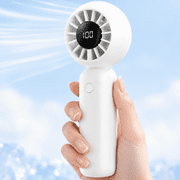 MEHOOM Portable Handheld Mini Fan, Rechargeable 4000mAh Small Personal Fan with 5 Speeds, Air Turbo Portable Fan for Outdoor Indoor, Travel, Makeup, Eyelash, Kids & Women, White