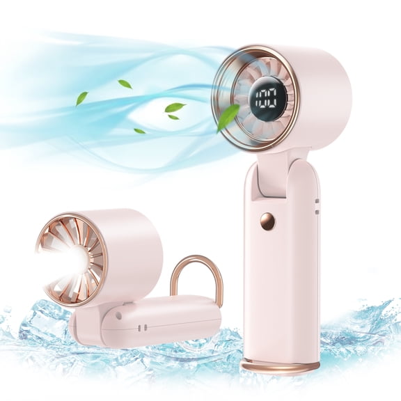 METIYEA 3 IN 1 Portable Fan, 5000mAh Rechargeable Mini Handheld Fan with 100 Speeds Air Turbo Personal Fan for Indoor Outdoor Travel (Pink)