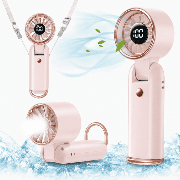3 IN 1 Portable Fan, 5000mAh Rechargeable Mini Handheld Fan with 100 Speeds Air Turbo Personal Fan for Indoor Outdoor Travel (Pink)