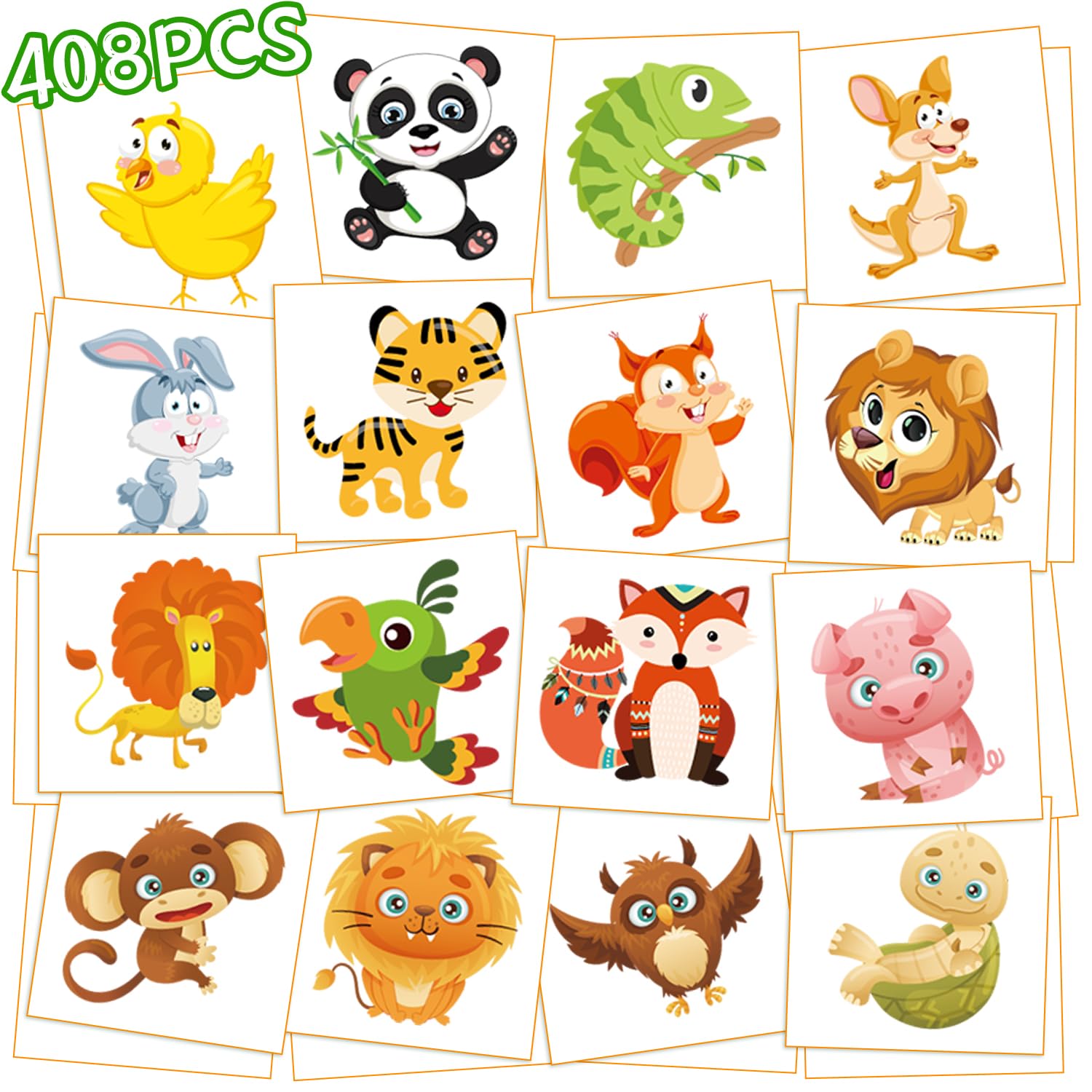 Metker Individual temporary tattoo kids,408PCS Animalsã€Dinosaursã